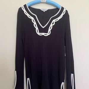 Exclusively Misook NWT Navy Soutache Sweater Tunic Tunic XL